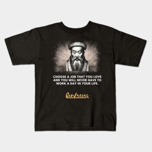 Black and white portrait of Confucius and quote Kids T-Shirt